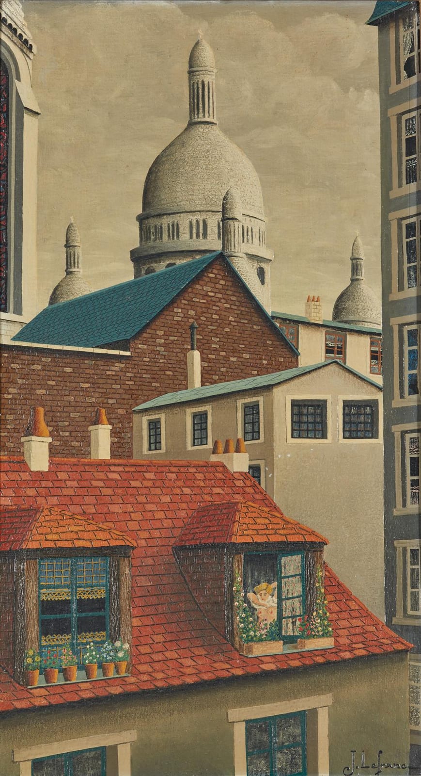 Jules Lefranc comparable auction result: jules lefranc 1887 1972 dans le vieux montmartre la fen tre de mimi pinson