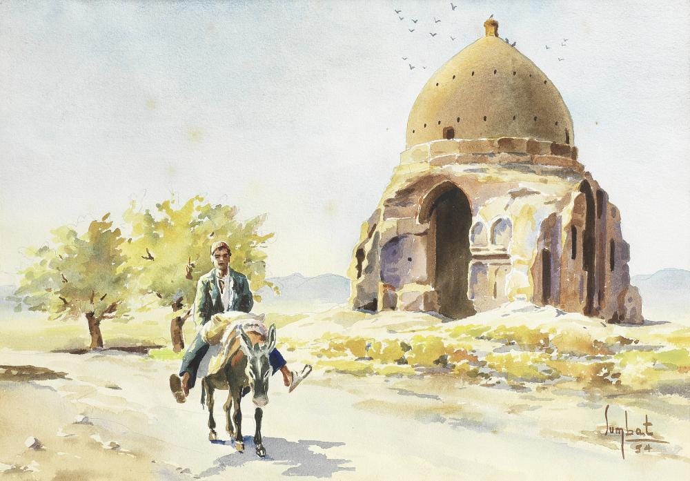 Sumbat Der Kiureghian comparable auction result: sumbat der kiureghian iran 1913 1999 donkey rider by the dome