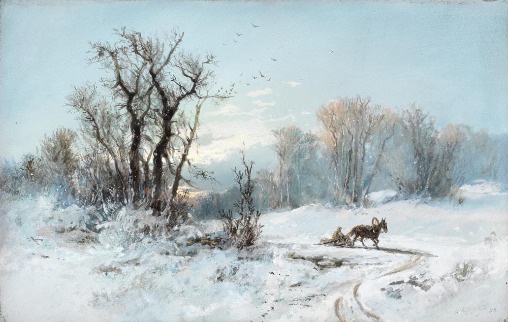 Nikolaj Nikolaevic Karazin comparable auction result: nikolai nikolaevich karazin russian 1842 1908 winter scene