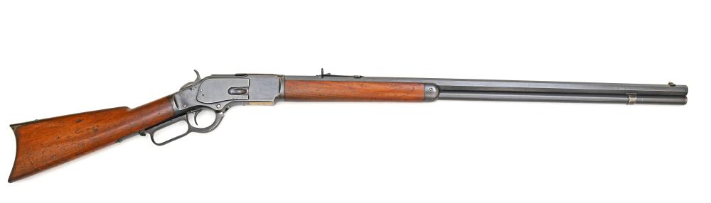Auction comp thumbnail for ANTIQUE WINCHESTER MODEL 1873 .38 WCF HIGH CONDITION LEVER ACTION RIFLE (Bradford's, Lot 1281)