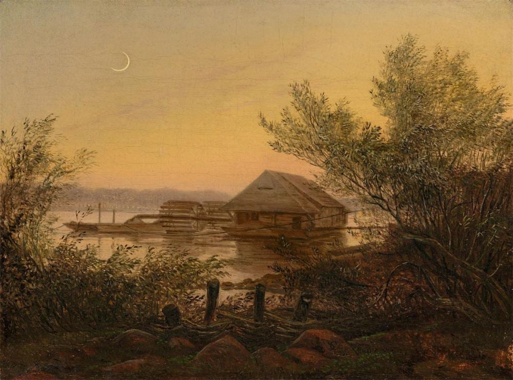 Carl Gustav Carus comparable auction result: carl gustav carus ship mill on the elbe near dresden