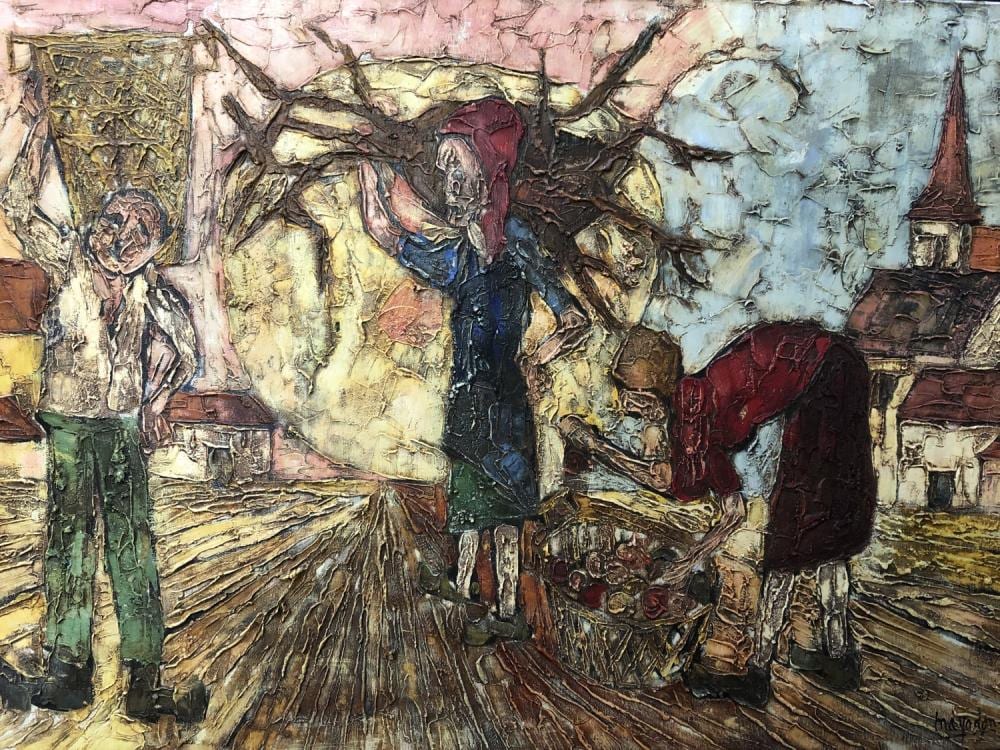 Jean C. Mayodon comparable auction result: jean claude mayodon oil on canvas farm scene