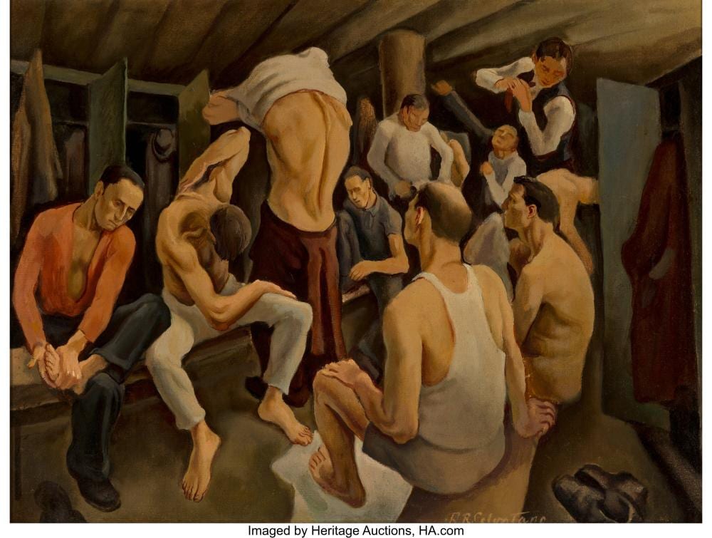 Daniel Ralph Celentano comparable auction result: daniel ralph celentano american 1902 1980 workers oil on canvas 18 1 8 x 24 1