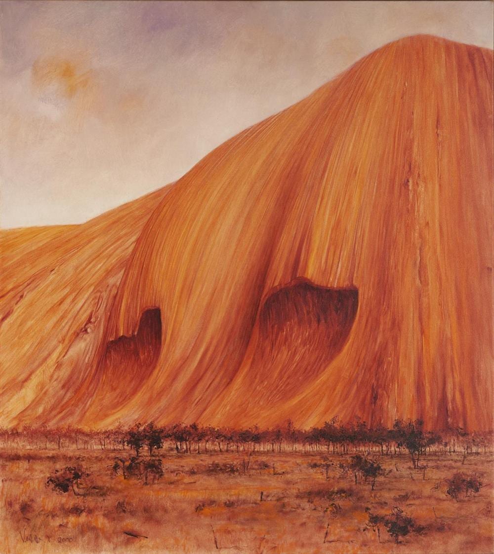 Lambert Visser comparable auction result: lambert visser 1949 uluru series 12 2000 85 5 x 76 5 cm frame 88 x 78 x 4 cm