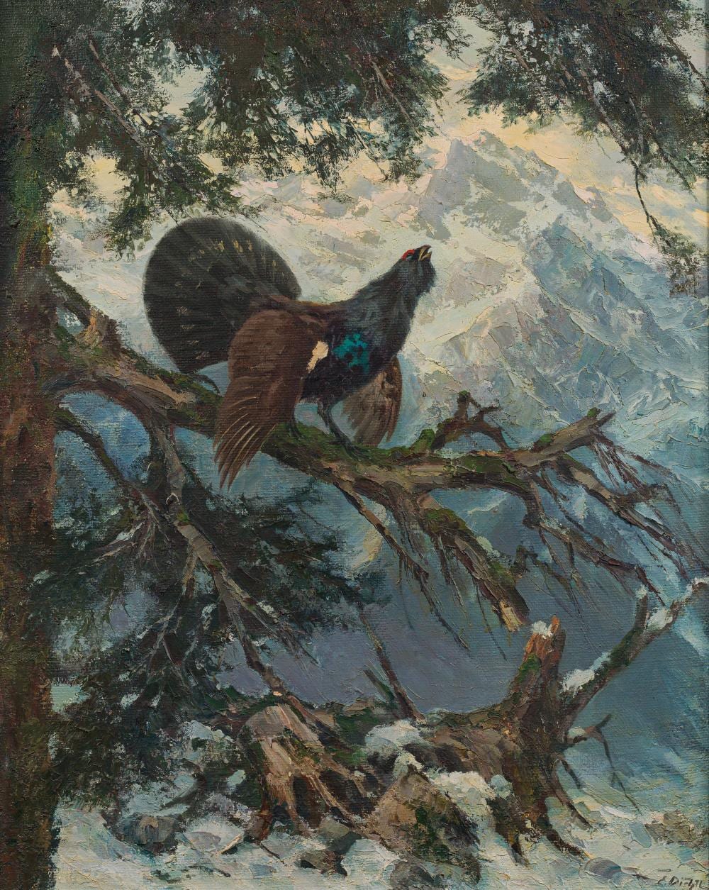 Erich Dichtl comparable auction result: erich dichtl capercaillie at mating season