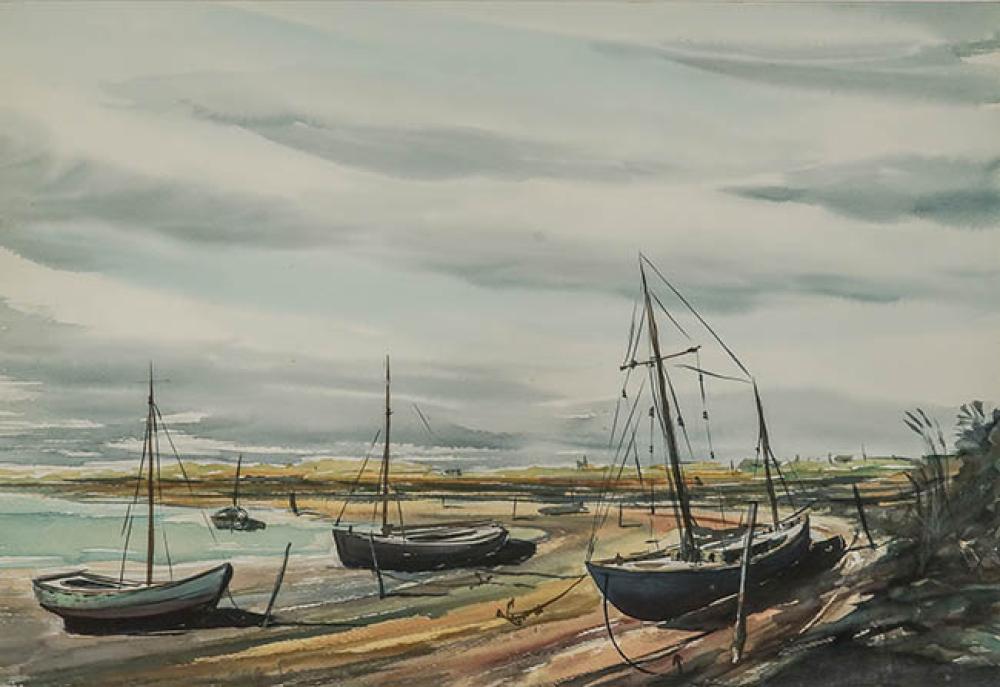 Paul Starrett Sample (American 1896-1974), Low Tide, Watercolor on Paper, Sight size: 19-1/2 x 28-1/4 inches sold by Weschler's, lot 176 — auction record photograph