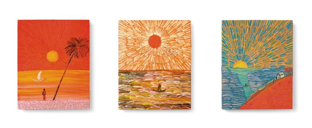 Matthew Wong (1984-2019) The Journey Home oil on wooden panel (triptych) ea comparable sale