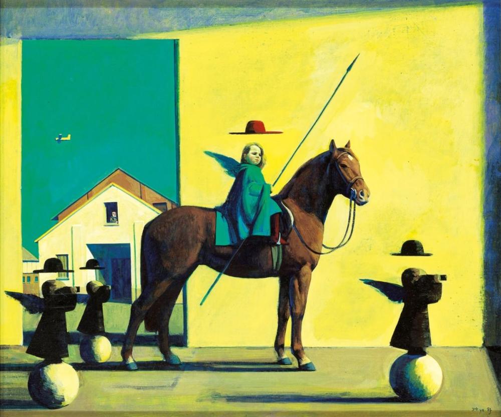 Liu Ye (B. 1964) Little Devil and Knight acrylic and oil on canvas 46 x 55 comparable sale