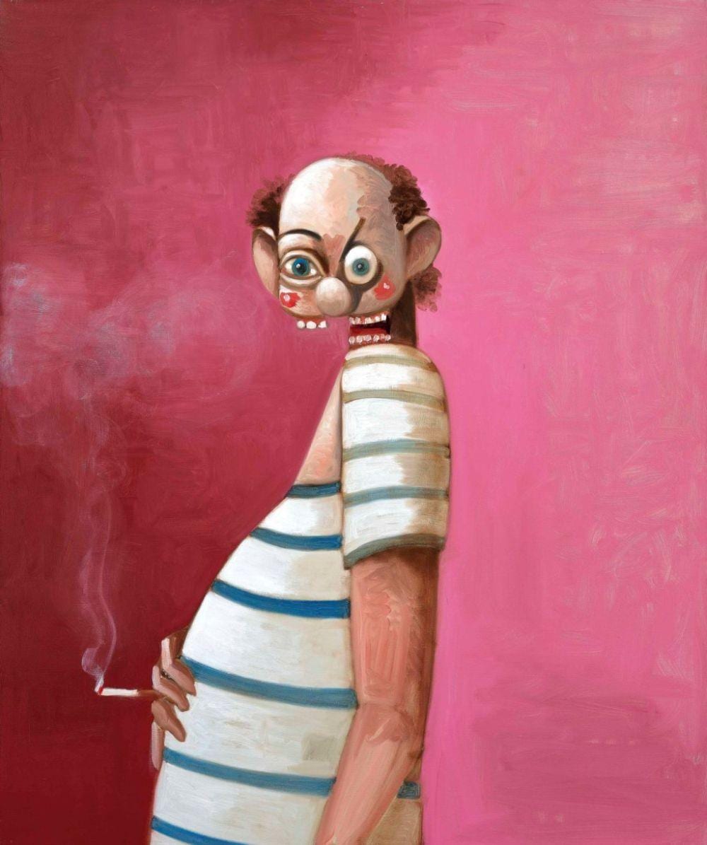 George Condo (B. 1957) The Smoking Sailor oil on canvas 127.4 x 106.7 cm. ( comparable sale