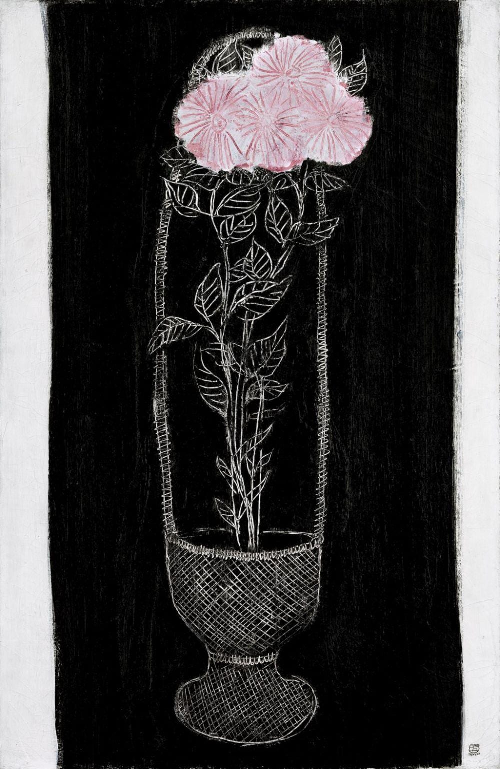 Sanyu (CHANG YU, 1895-1966) Chrysanthèmes roses dans une corbeille (Pink C comparable sale