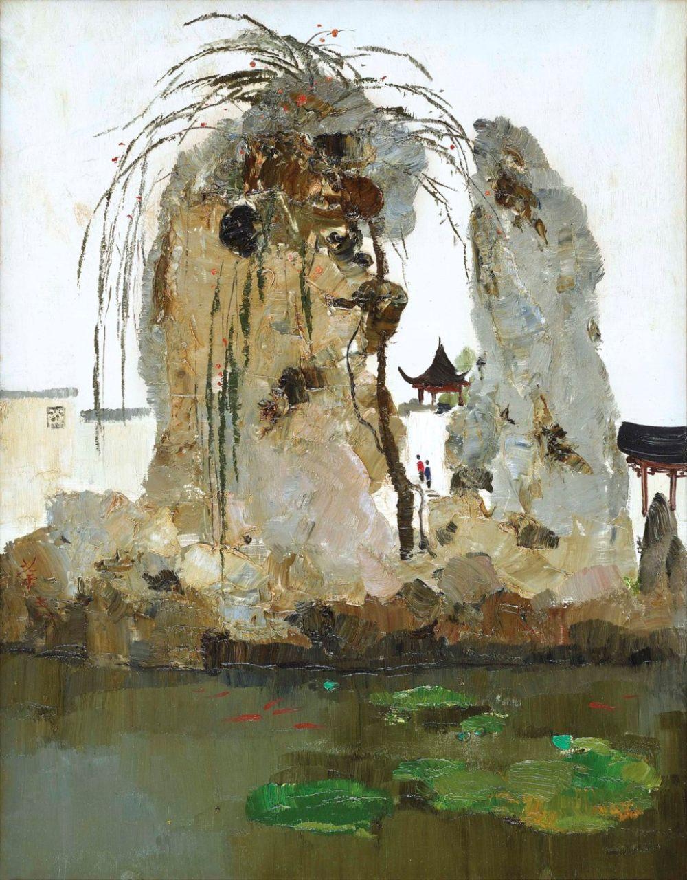 Wu Guanzhong (1919-2010) The Garden (The Garden in Jiang-nan) oil on board comparable sale