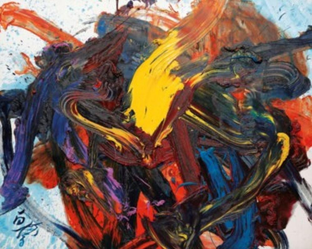 Kazuo Shiraga (1924-2008) Henge oil on canvas 130 x 161.5 cm. (51 1/8 x 63 comparable sale