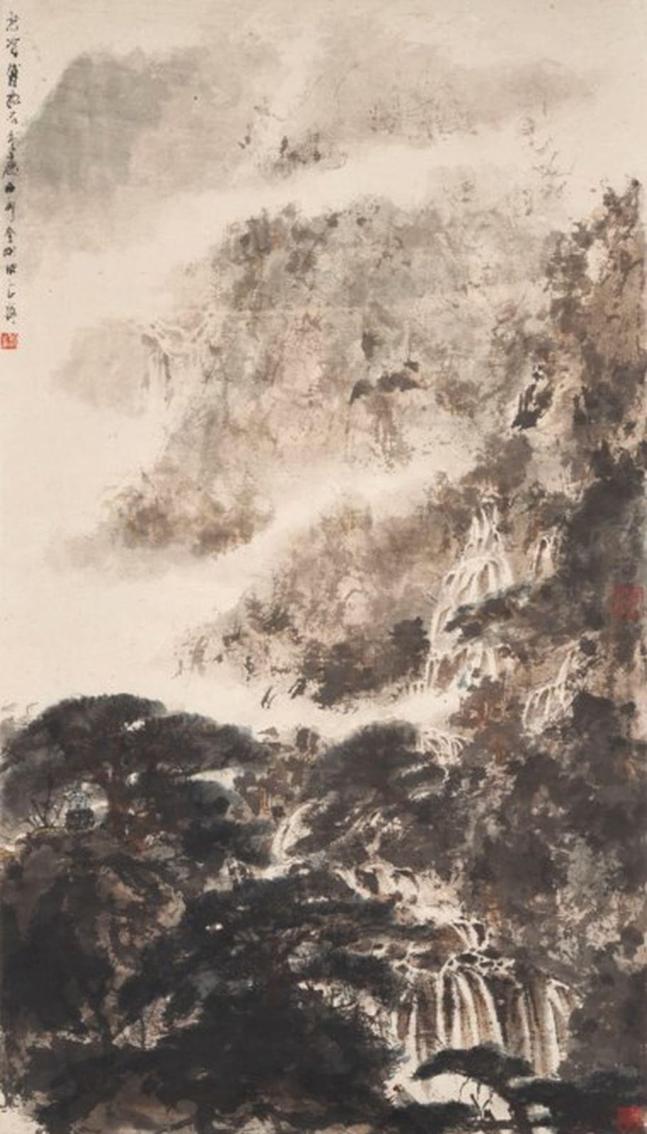 Fu Baoshi (1904-1965) - Cascading Waterfalls comparable sale