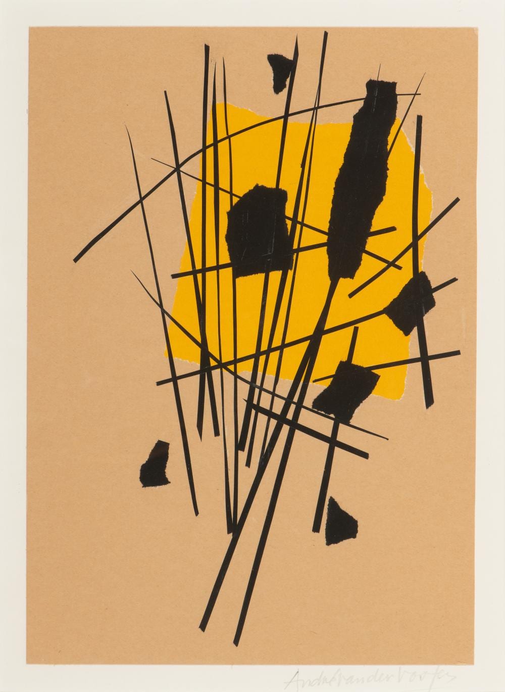 Andreas Theodorus van der Vossen comparable auction result: well balanced collage with paper fragments