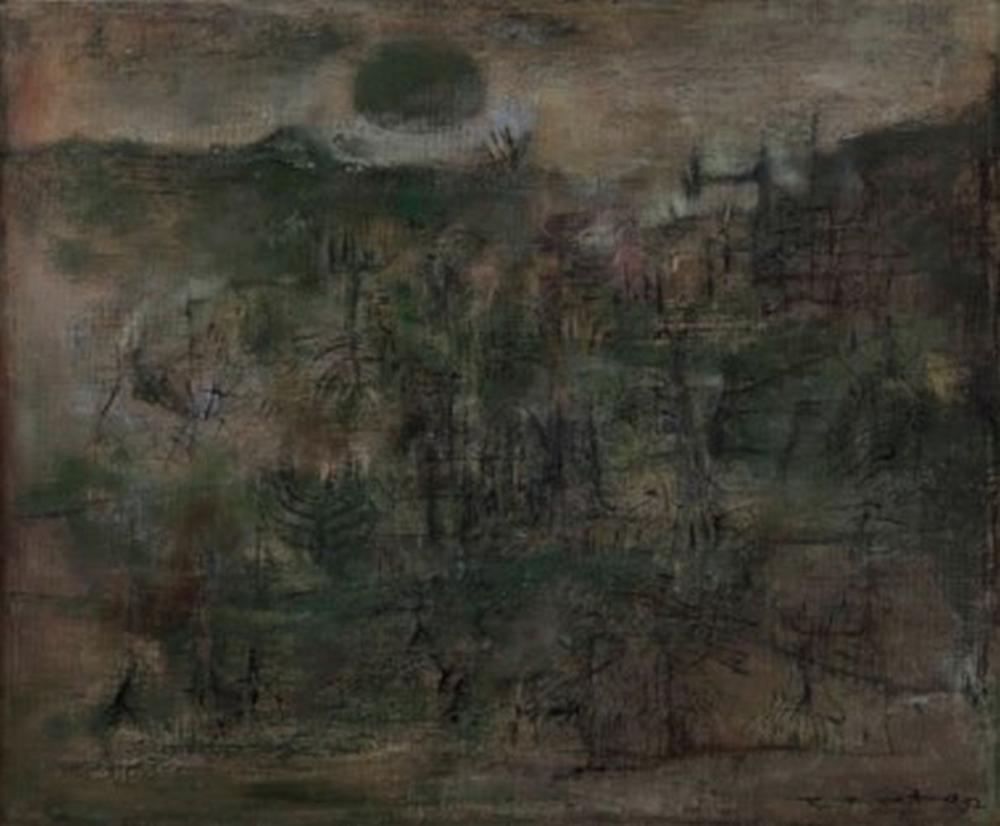 Zao Wou-Ki (ZHAO WUJI, 1920-2013) Chemin d’ombre oil on canvas 50 x 61 cm. comparable sale