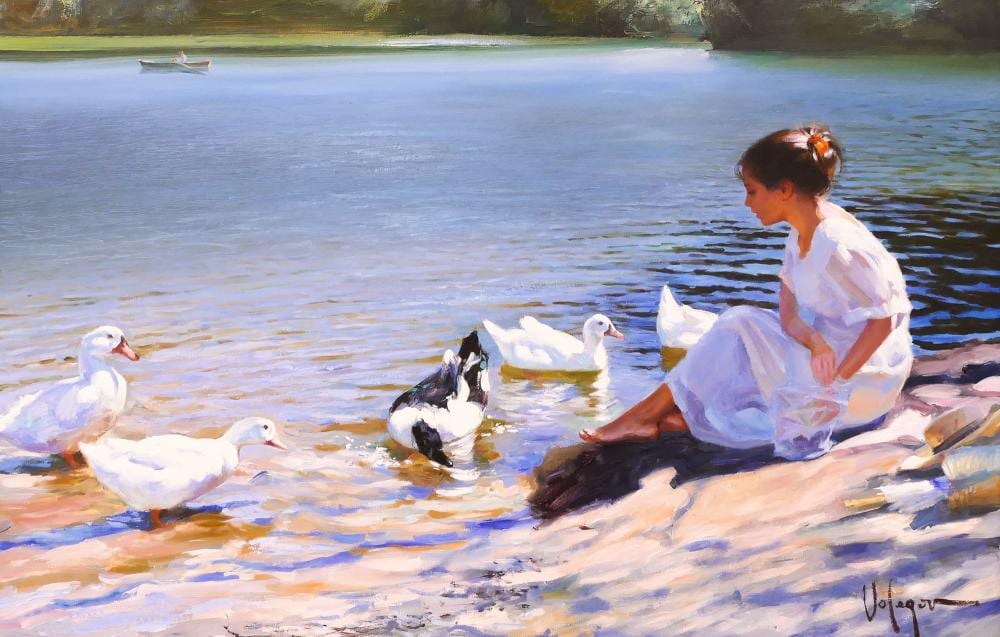 vladimir volegov girl with ducks oil on canvas · MBA Seattle Auction LLC · 2020-12-03 Vladimir Volegov comparable auction result: vladimir volegov girl with ducks oil on canvas