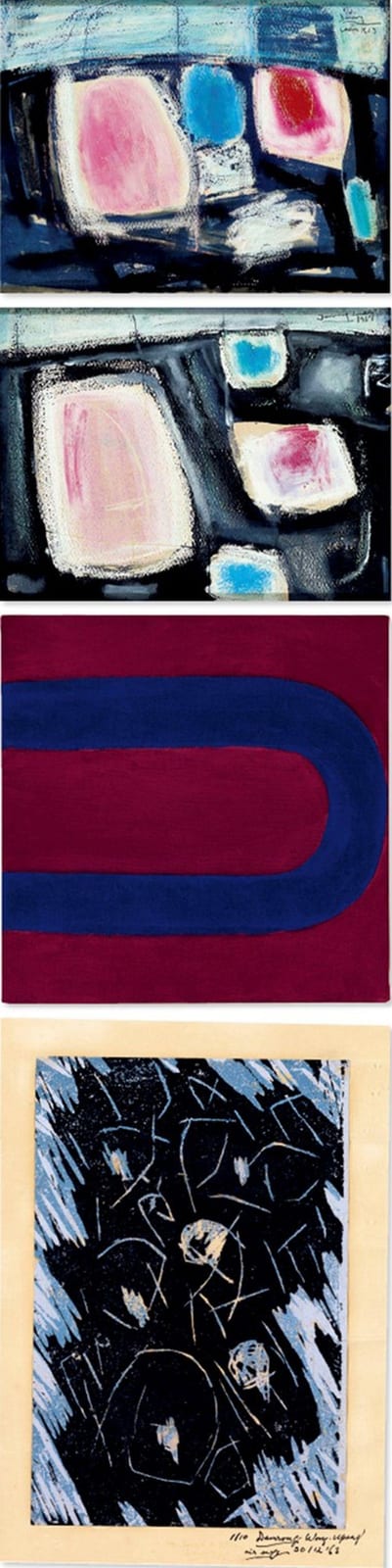 Damrong Wong-Uparaj comparable auction result: damrong wong uparaj 1936 2002 coloured forms floating on a curved black f