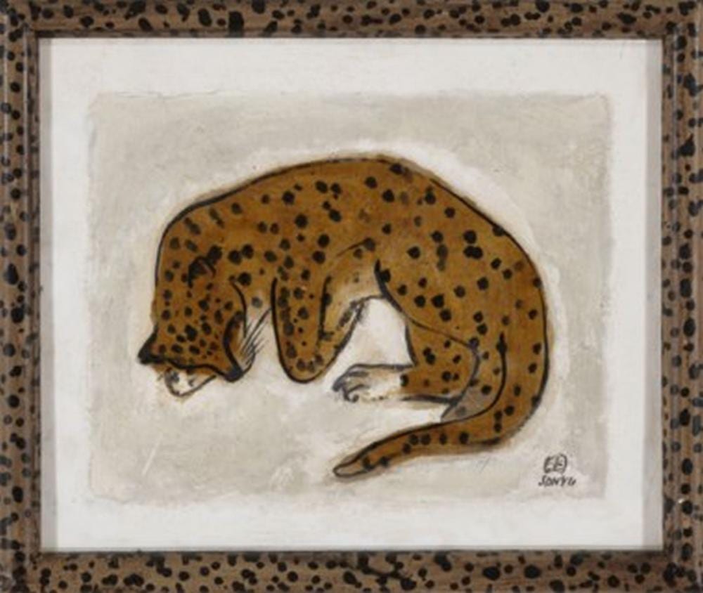 Sanyu (CHANG YU, 1901-1966) Léopard endormi (Sleeping Leopard) mixed media comparable sale