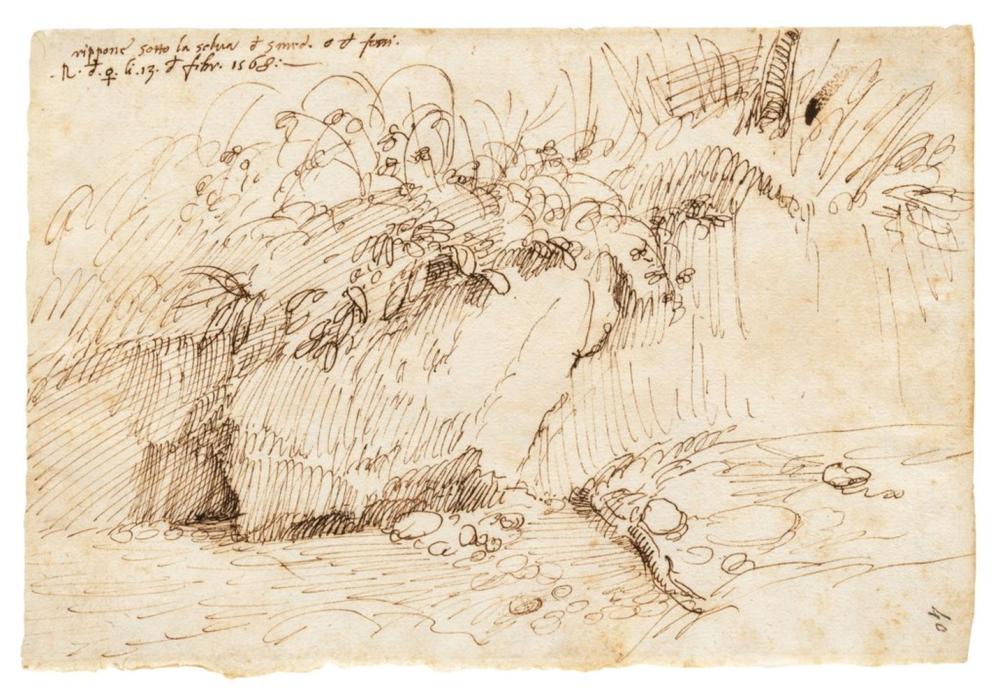 Gherardo Cibo comparable auction result: gherardo cibo genoa 1512 1597 rocca contrada the bank of a stream pen an