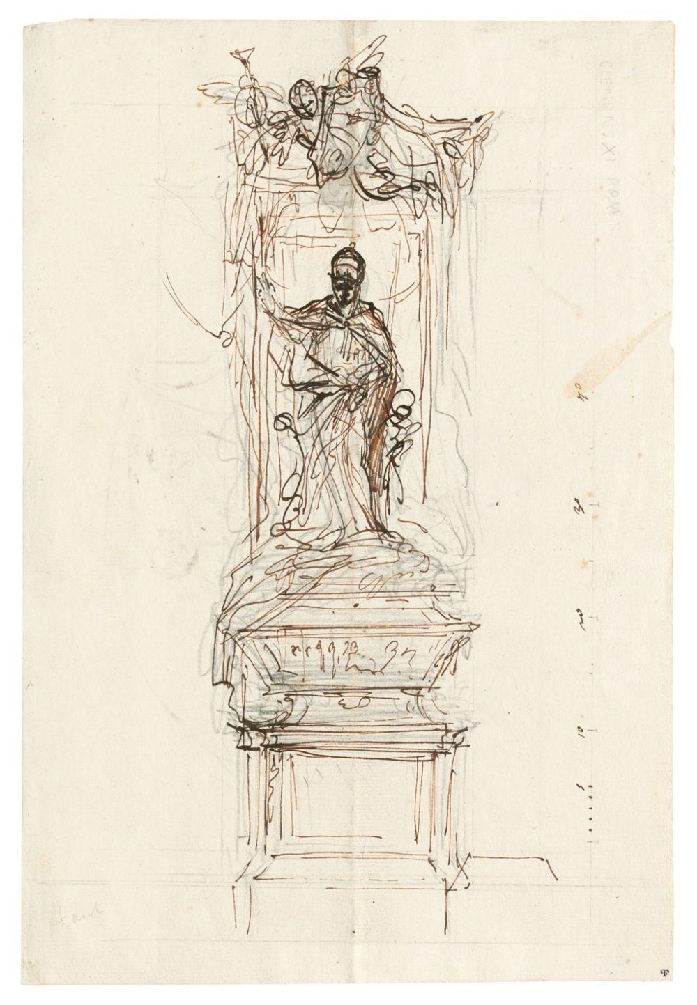 Luigi Vanvitelli comparable auction result: luigi vanvitelli naples 1700 1773 caserta design for a papal tomb recto