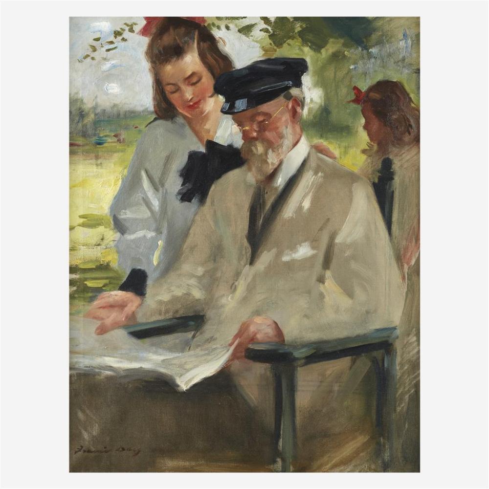 Francis Day comparable auction result: francis day american 1863 1942 reading with grandpa