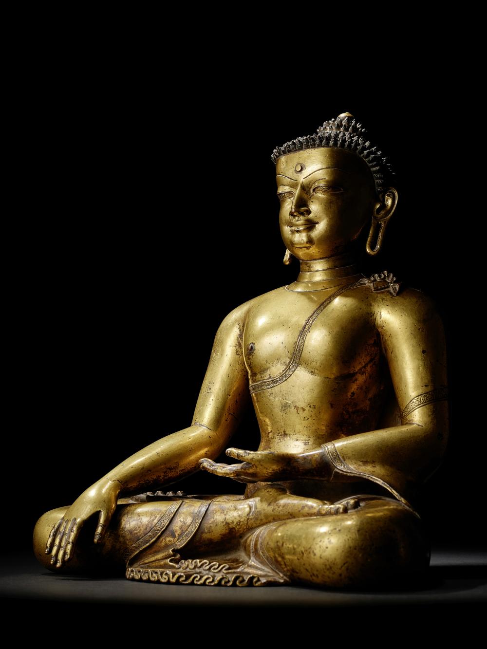 A Gilt Copper Alloy Figure Of Buddha Shakyamuni Khasa Malla, CIRCA 13TH CENTURY comparable sale