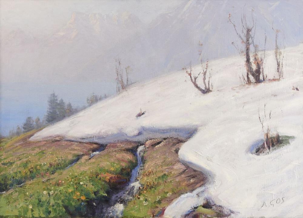 Albert Gos comparable auction result: albert gos 1852 1942 fonte des neiges aux rochers de naye huil