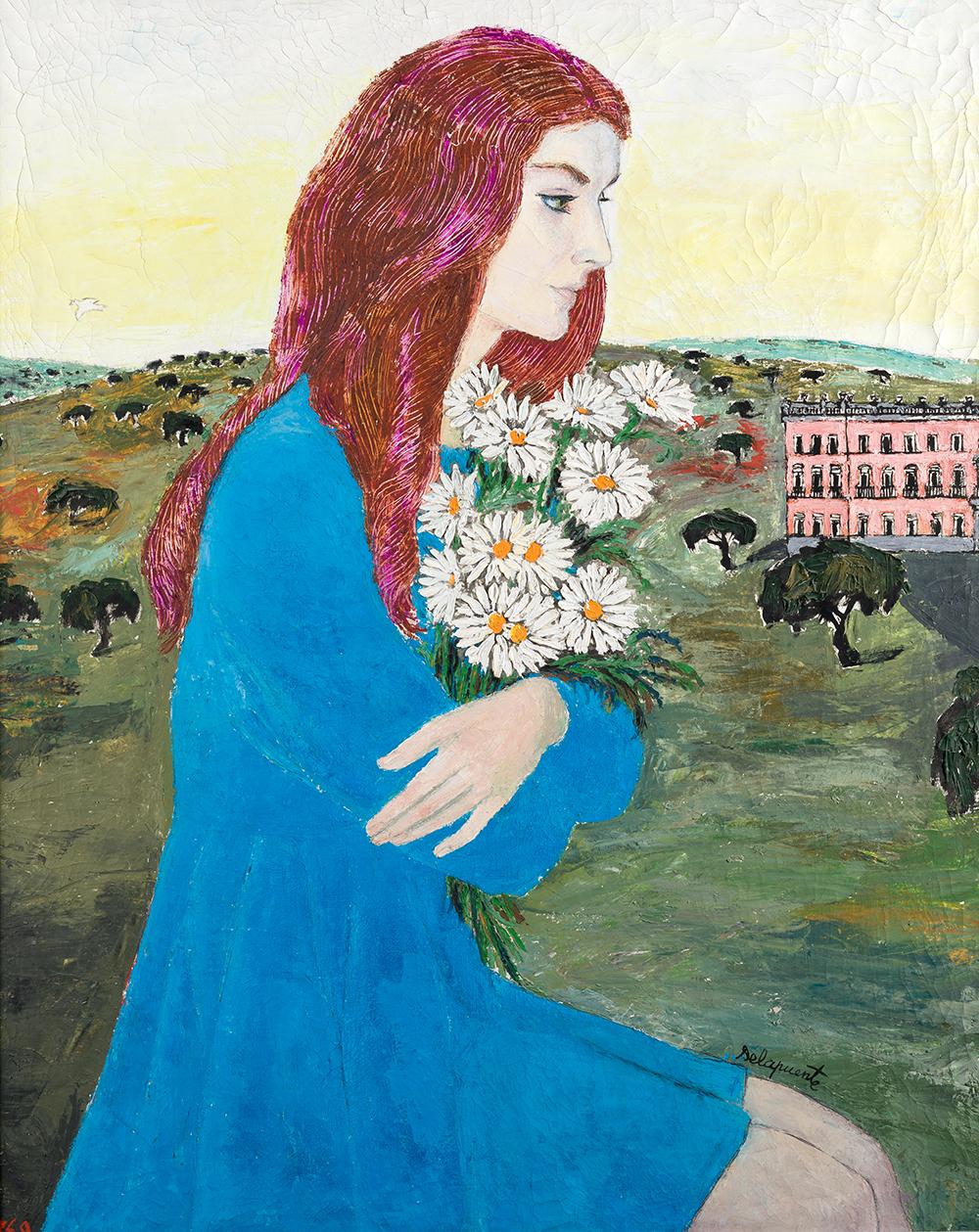 Fernando Delapuente comparable auction result: fernando delapuente 1909 1975 young woman with daisies at riofrio