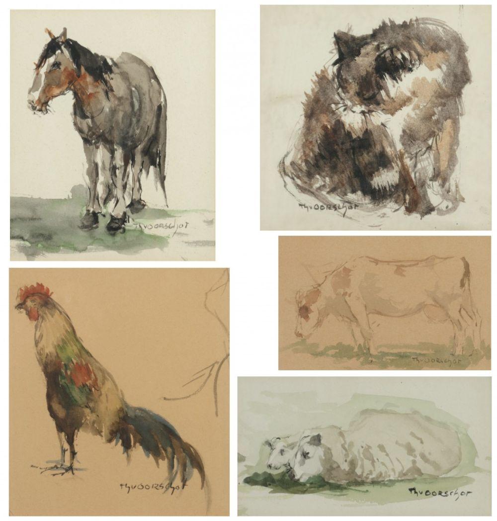 Theodorus Johannes Arts comparable auction result: theodorus dorus van oorschot schijndel 1910 1989 a small collection of scetchbook sheets with studies of animals