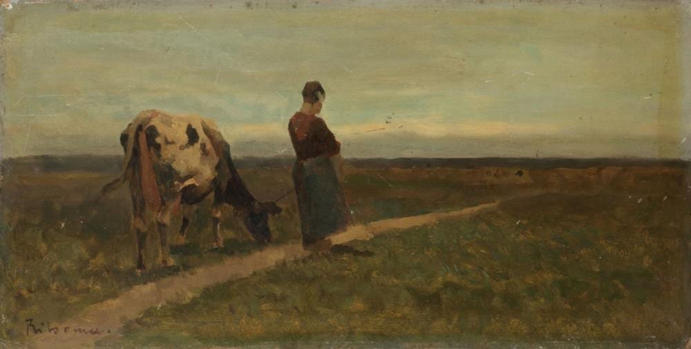 Jacob Coenraad Ritsema comparable auction result: jacob ritsema haarlem 1869 1943 laren a cowherdess on a sandy trail