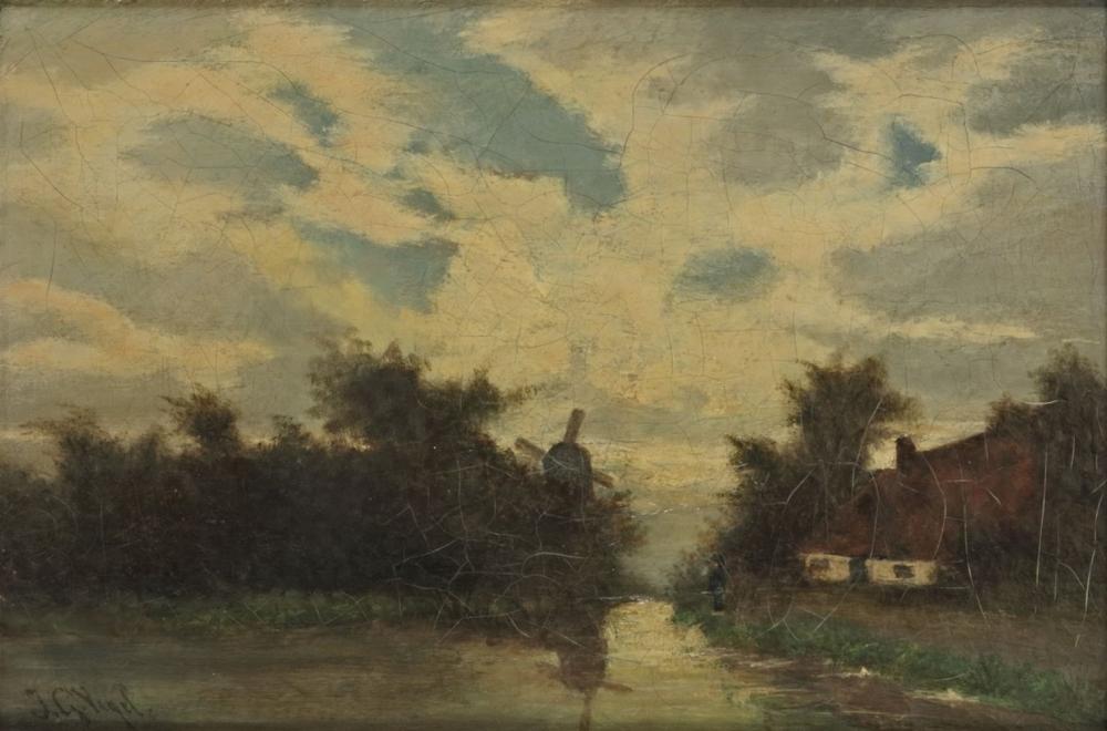 Johannes Gijsbert Vogel comparable auction result: johannes gijsbert vogel hooge zwaluwe 25 juni 1828 1915 velp river landscape with windmill on the horizon