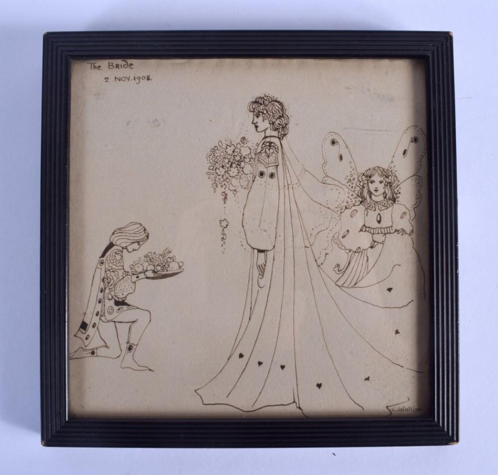 Cecile Walton comparable auction result: cecile walton 1891 1956 scottish ink drawing the bride 16 cm square