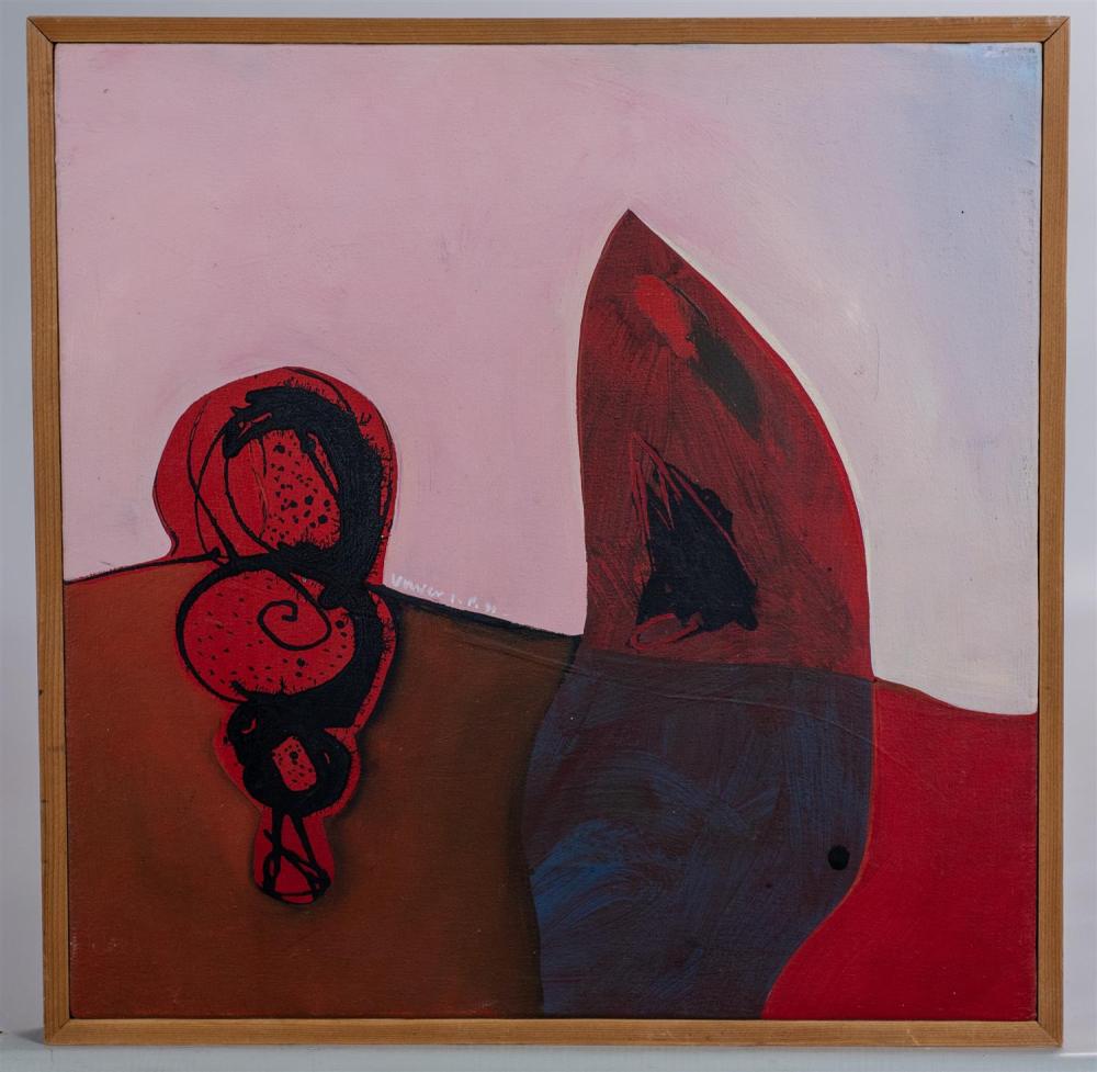 Unver Shafi Khan comparable auction result: unver shafi khan pakistani b 1961 abstract painting two forms ink and acrylic on canvas signed unver 14 x 14 framed 15