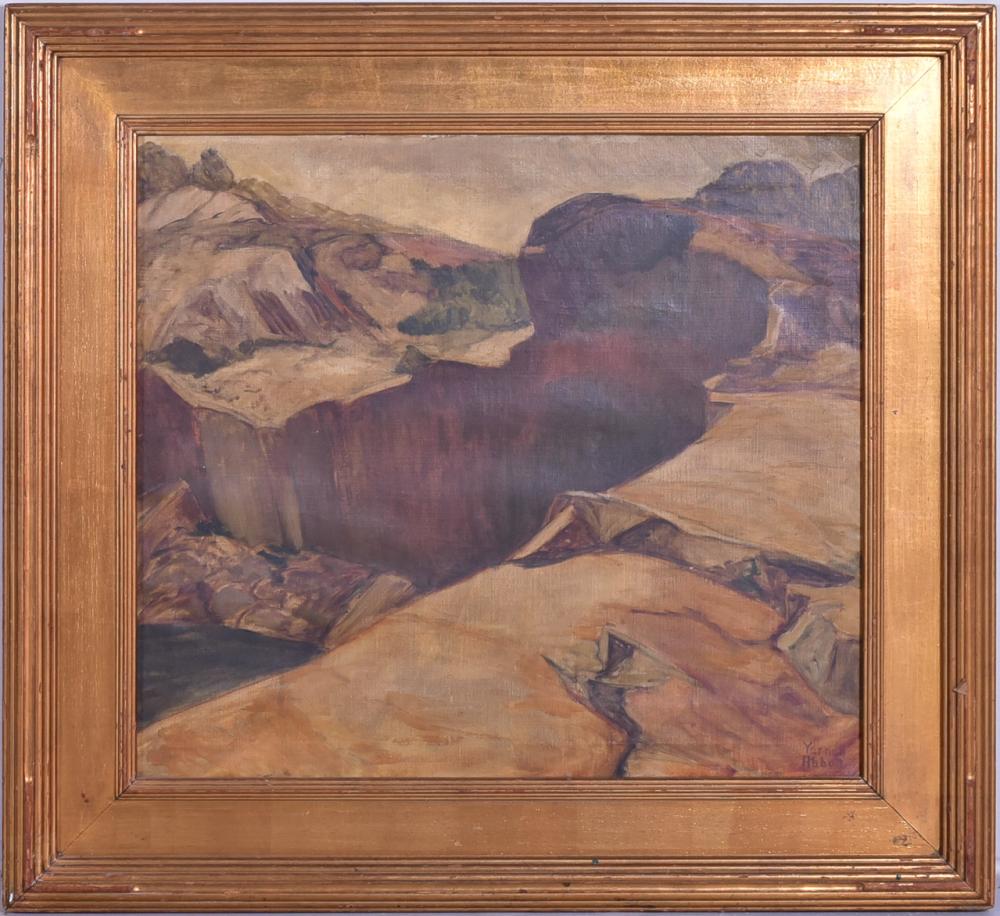 Yarnall Abbott comparable auction result: yarnall abbott american 1870 1938 pa artist painting abandoned quarry oil on canvas signed yarnall abbott mounted in newc