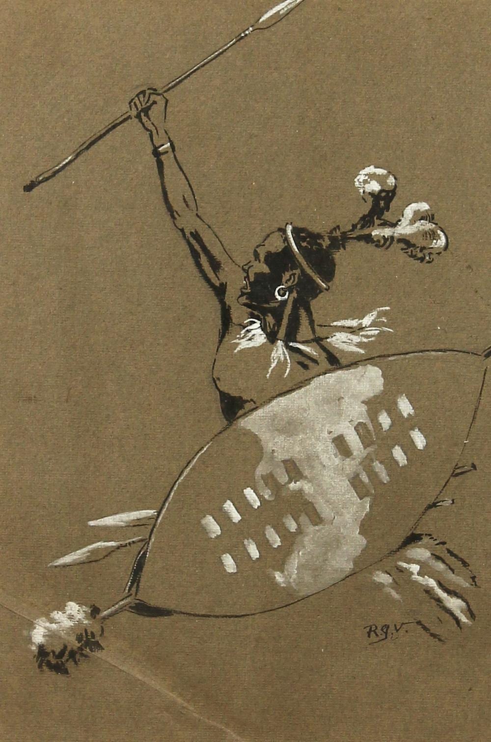 Raymond John Vandenbergh comparable auction result: raymond john vandenbergh 1889 1960 s british a zulu warrior chalk signed with initials 10 x 7