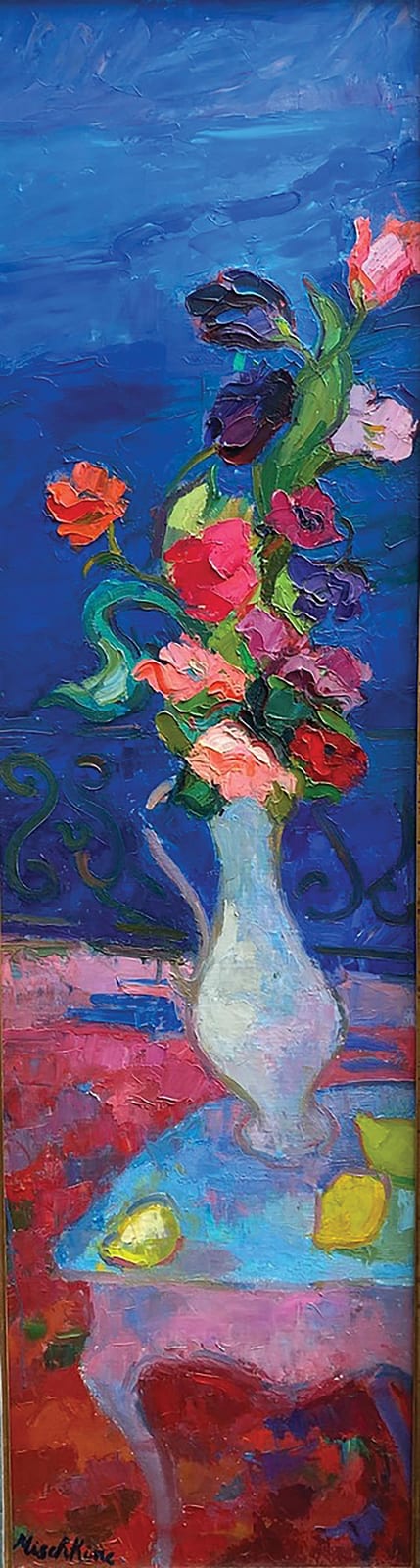 Olga Mischkine comparable auction result: olga mischkine 1910 1985 vase de fleurs sur une terrasse