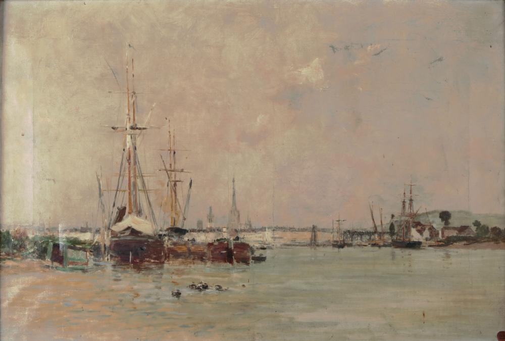 Charles Lapostolet comparable auction result: charles lapostolet 1824 1890 view of a harbour with sailing boats canvas 6 5 x 53 5 cm