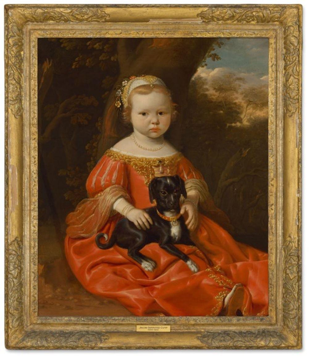 Jacob Gerritsz. Cuyp comparable auction result: jacob gerritsz cuyp dordrecht 1594 1652 portrait of a young girl in a red dress with her dog in a landscape