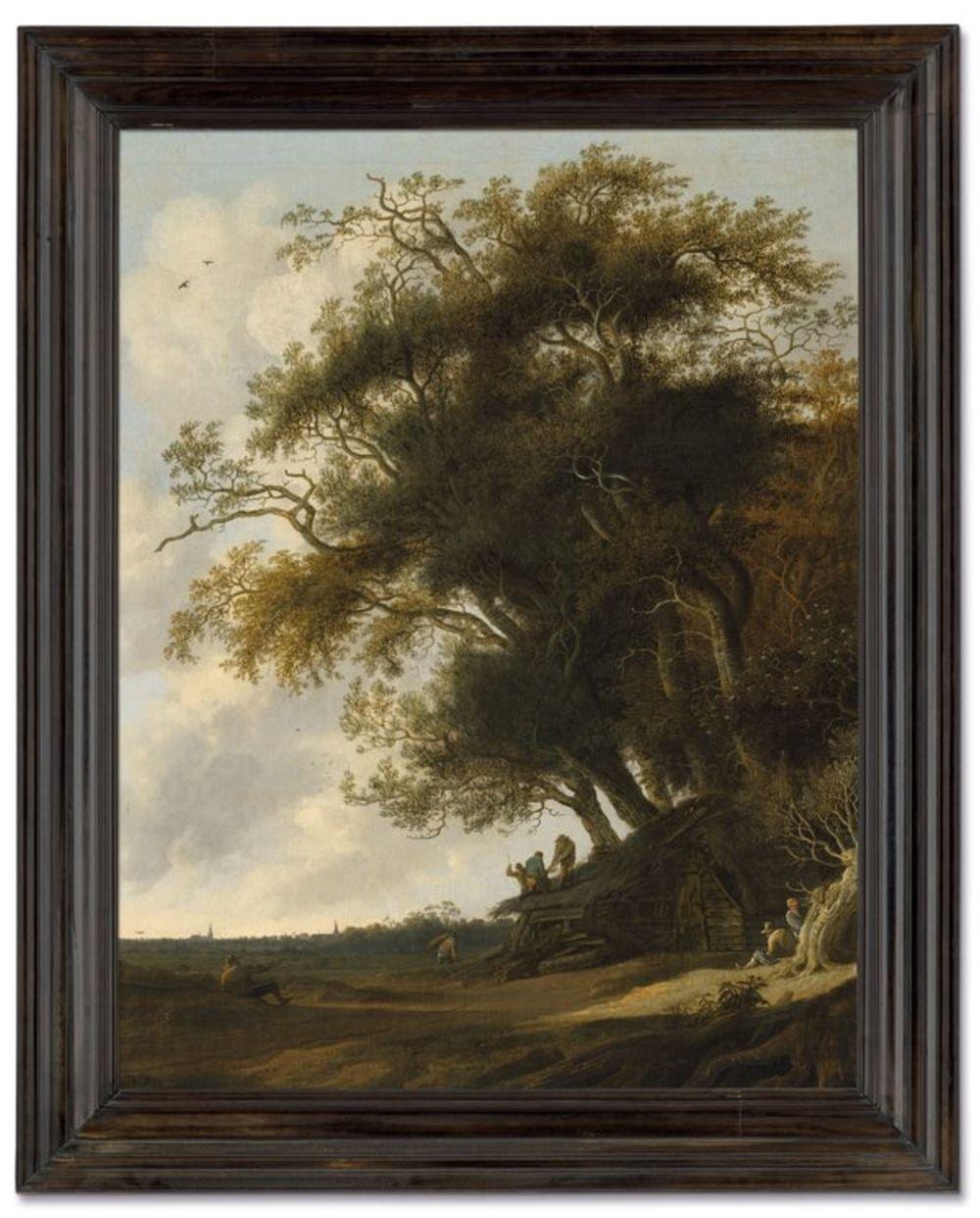 Anthonie Jansz. van der Croos comparable auction result: anthonie jansz van der croos alkmaar 1606 1662 the hague thatchers mending a roof in a dune landscape
