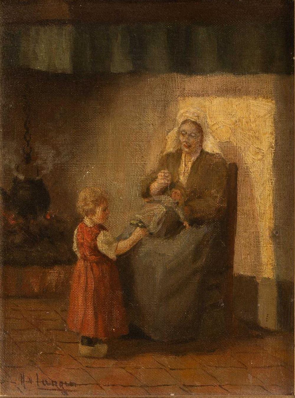 Hendrikus Johannes Franciscus van Langen comparable auction result: hendrikus johannes franciscus van langen 1874 1964 de pop is ziek olieverf op doek l o ges