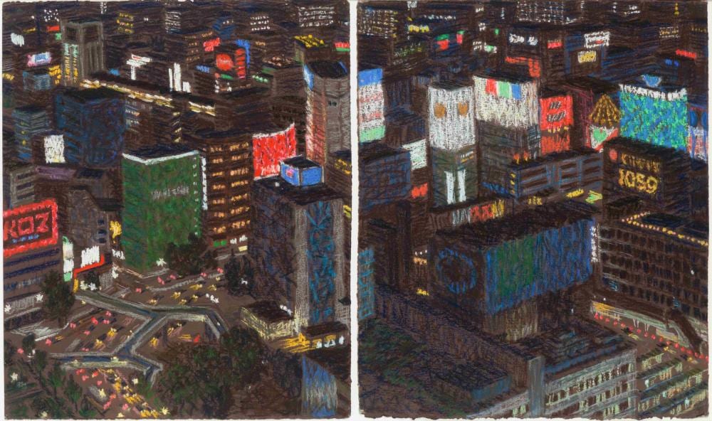 Yvonne Helene Jacquette comparable auction result: yvonne helene jacquette american b 1934 tokyo diptych 1985