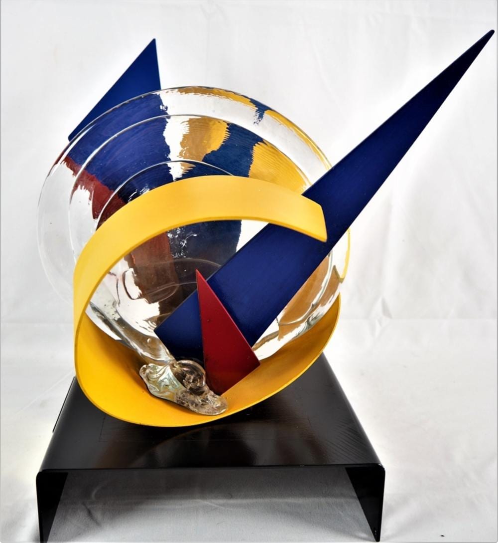 Roberto Lauro comparable auction result: roberto lauro 1932 switzerland abstract glass metal sculpture 2003