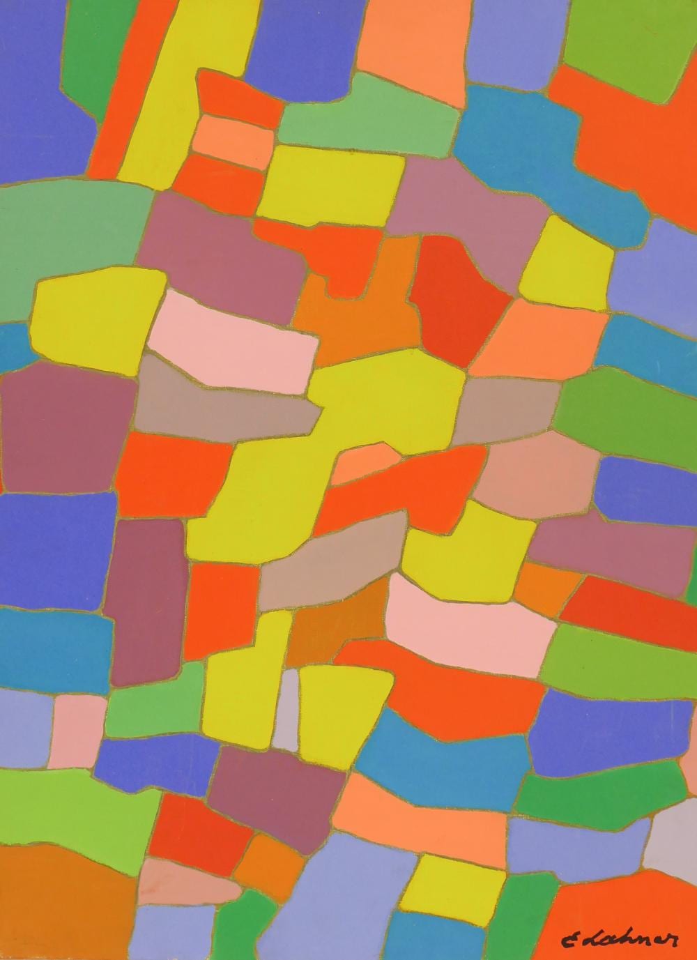 Emil Lahner comparable auction result: emile lahner formes et couleurs 1960 oil on canvas