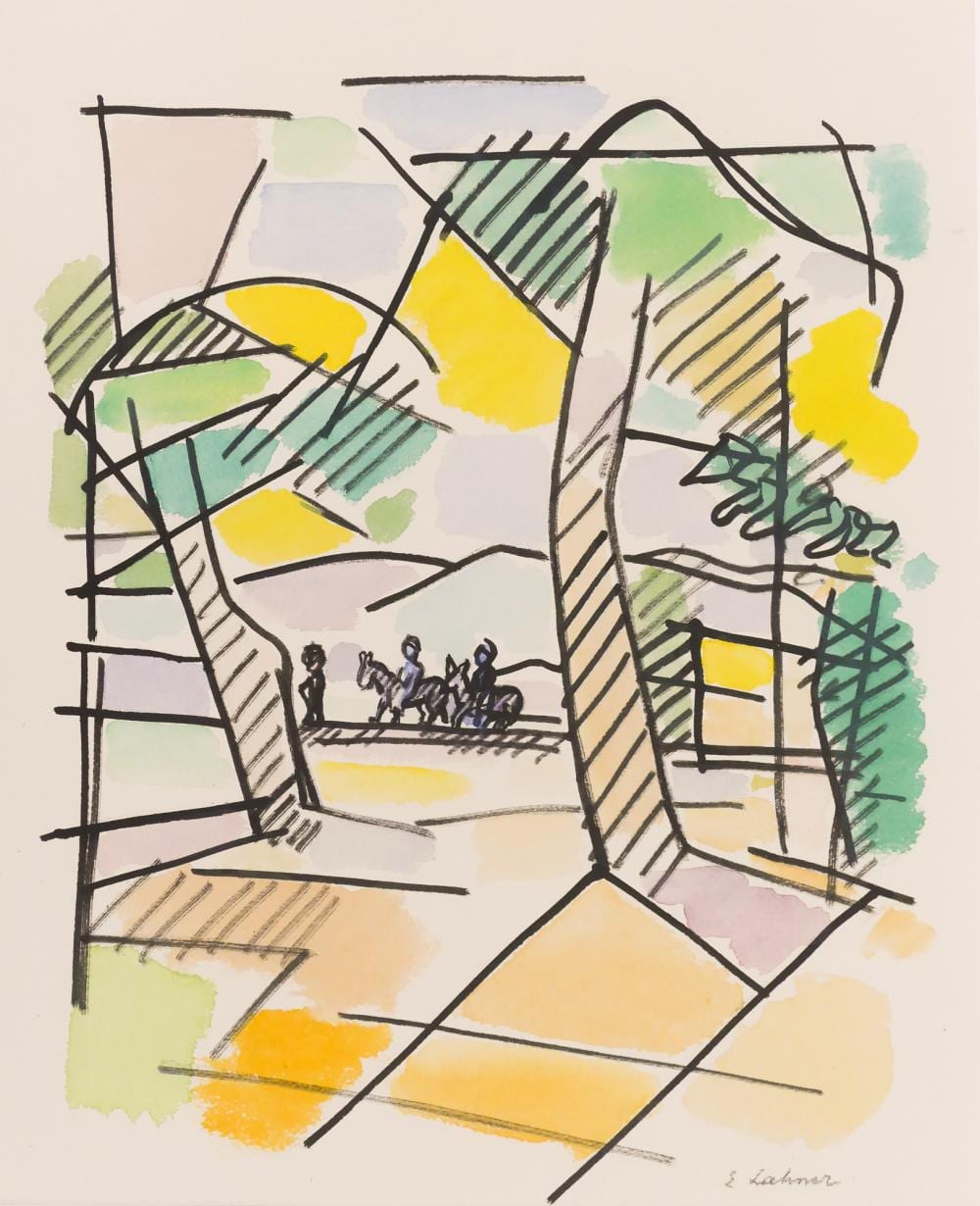 Emil Lahner comparable auction result: emile lahner paysage en algerie mixed media