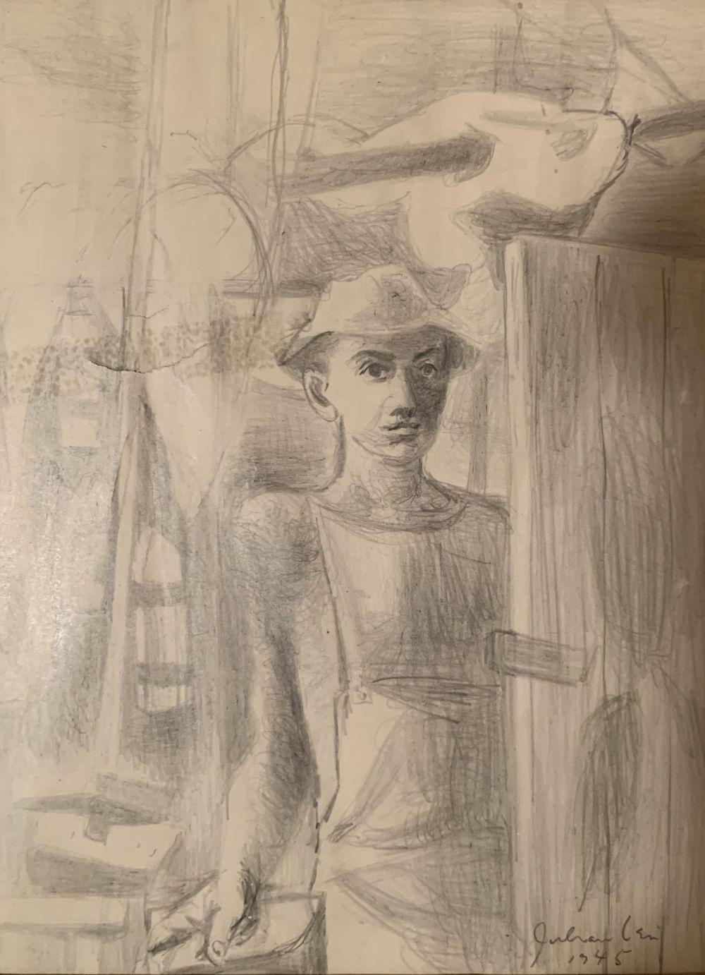 Julian Edwin Levi comparable auction result: julian e levi fisherman drawing on paper