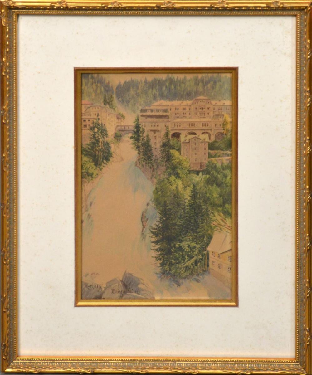 Rudolf Kargl comparable auction result: rudolf kargl austrian 1878 1942 watercolor mountain village 6 1 2 x 11 inches