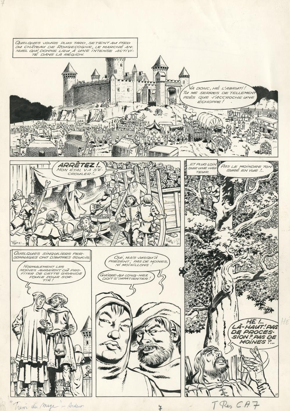 François Craenhals comparable auction result: fran ois craenhals 1926 2004 chevalier ardent le tr sor du mage encre de chine sur papier pour la planche 4 de l album