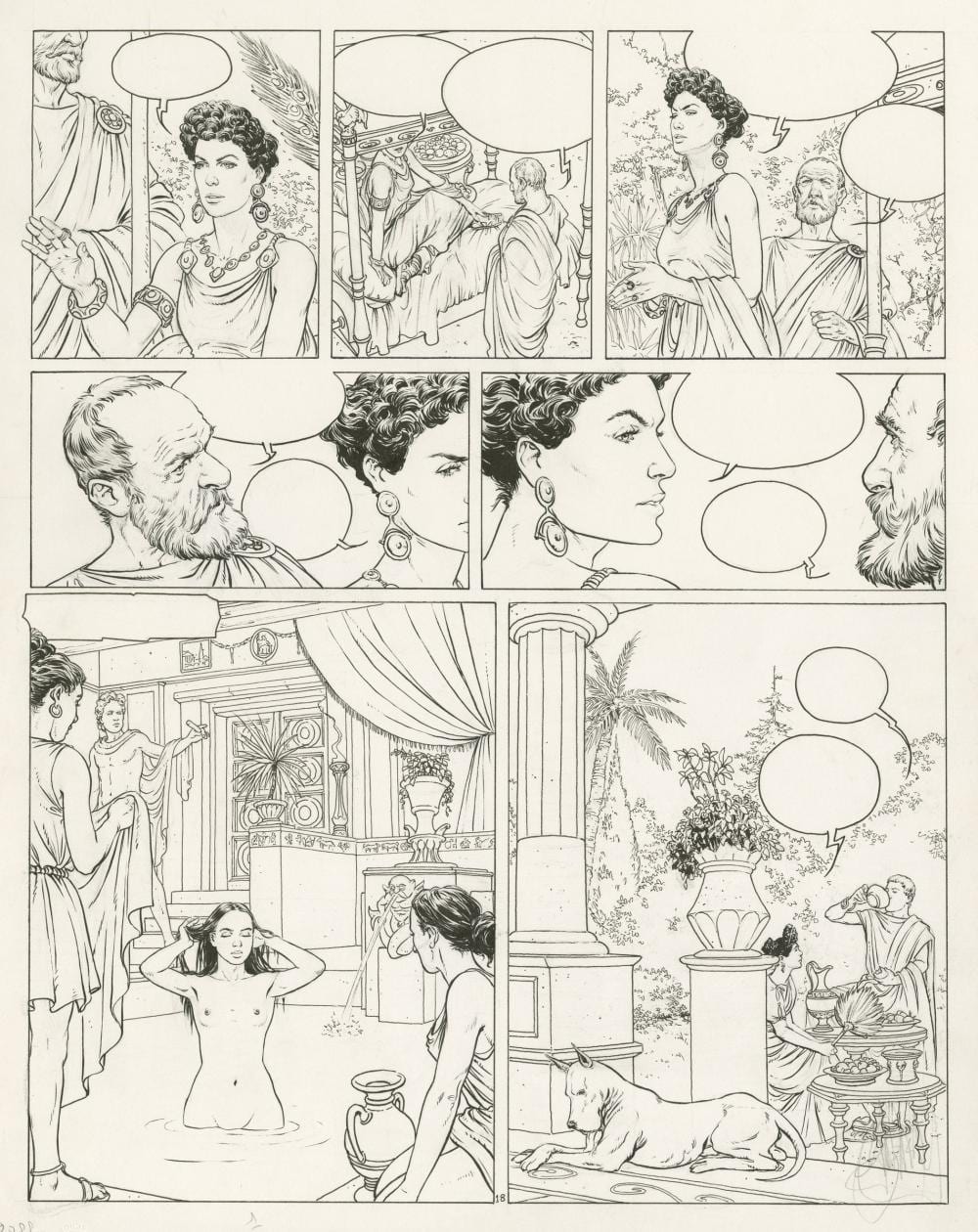 Philippe Delaby comparable auction result: philippe delaby 1961 2014 murena de sable et de sang encre de chine sur papier pour la planche 18 de l album