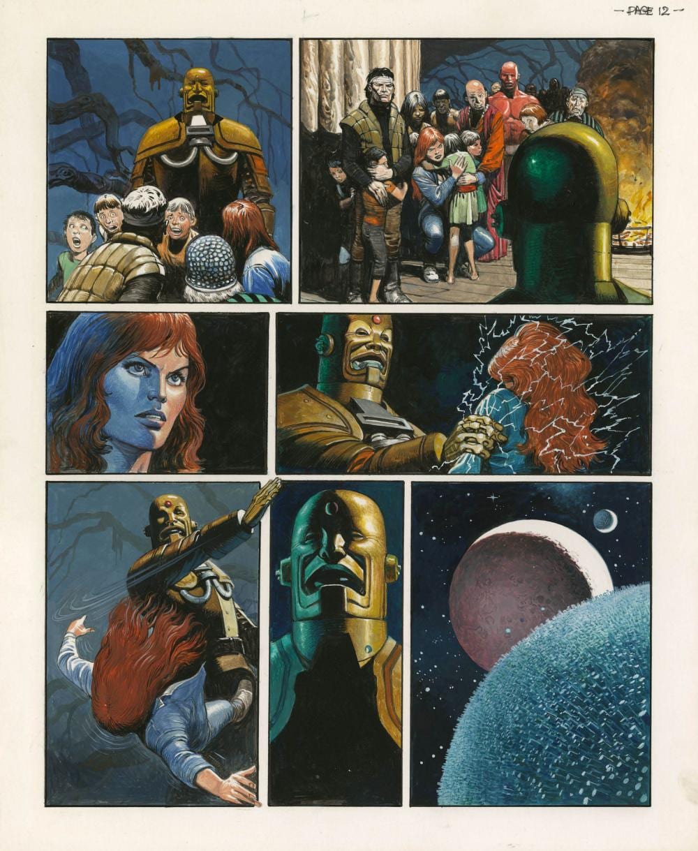 Don Lawrence comparable auction result: don lawrence 1928 2003 storm la plan te vivante vendal le destructeur encres de couleur sur carton pour la planche 12 de vendal le destructeur