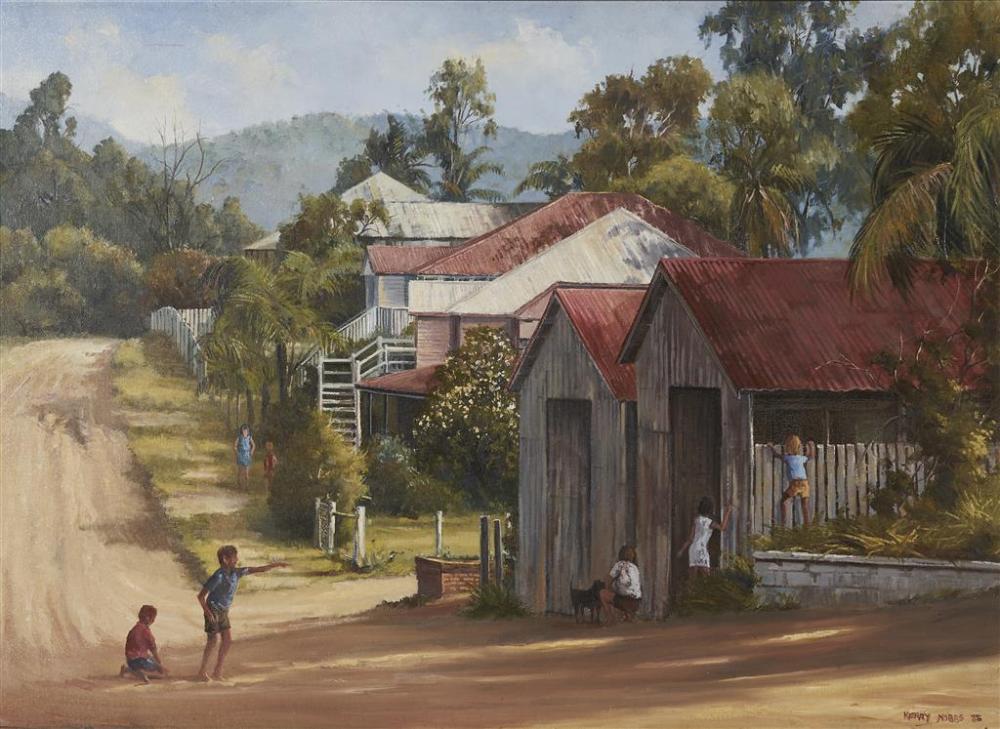 kerry nobbs 1952 children playing mudgeeraba 1985 oil on canvas 54 5 x 74 5 cm frame 75 x 95 x 4 cm signed and dated lower · Lawsons · 2020-12-17 Kerry Nobbs comparable auction result: kerry nobbs 1952 children playing mudgeeraba 1985 oil on canvas 54 5 x 74 5 cm frame 75 x 95 x 4 cm signed and dated lower